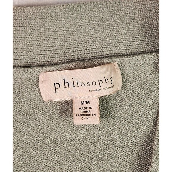 Women’s Philosophy Button Front Long Sleeve Grey/Green Cardigan Medium - Picture 3 of 11